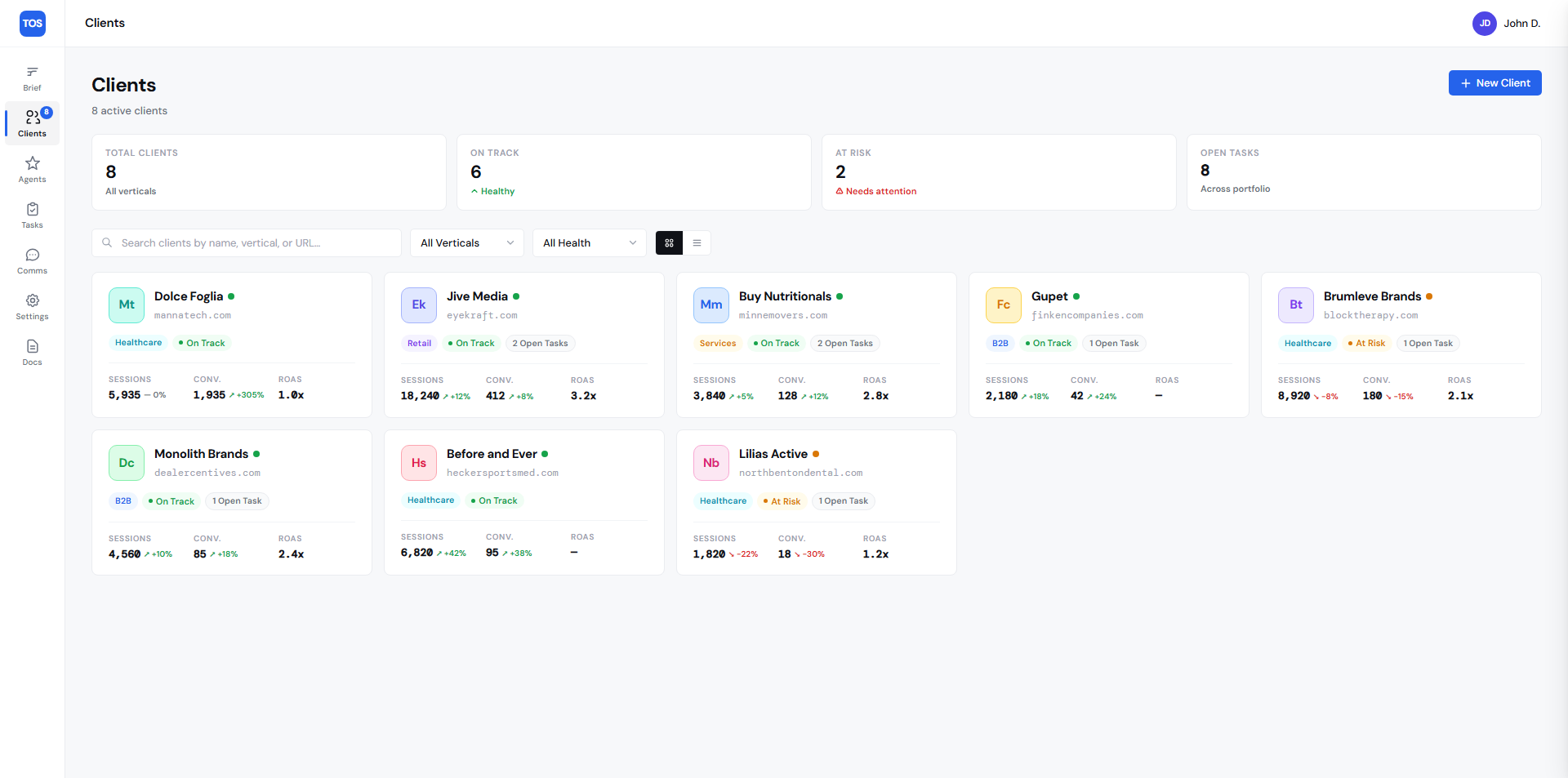 Clients interface from jOS
