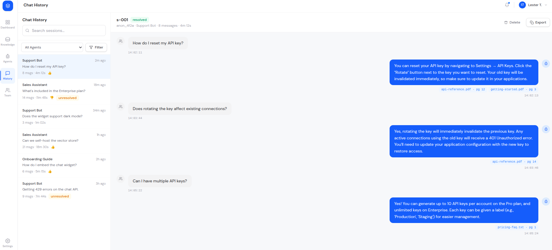 Tricore RAG CMS knowledge base with sources, chunks, and indexing status