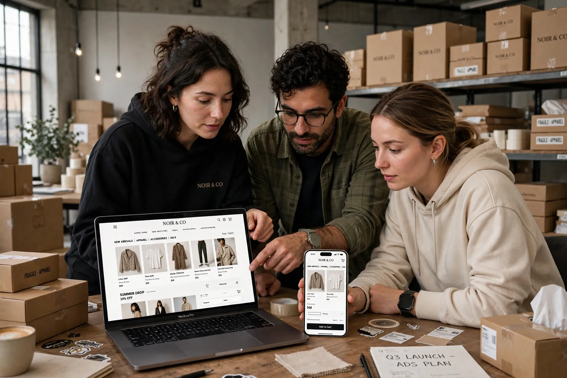 Multi-brand DTC team reviewing a launch