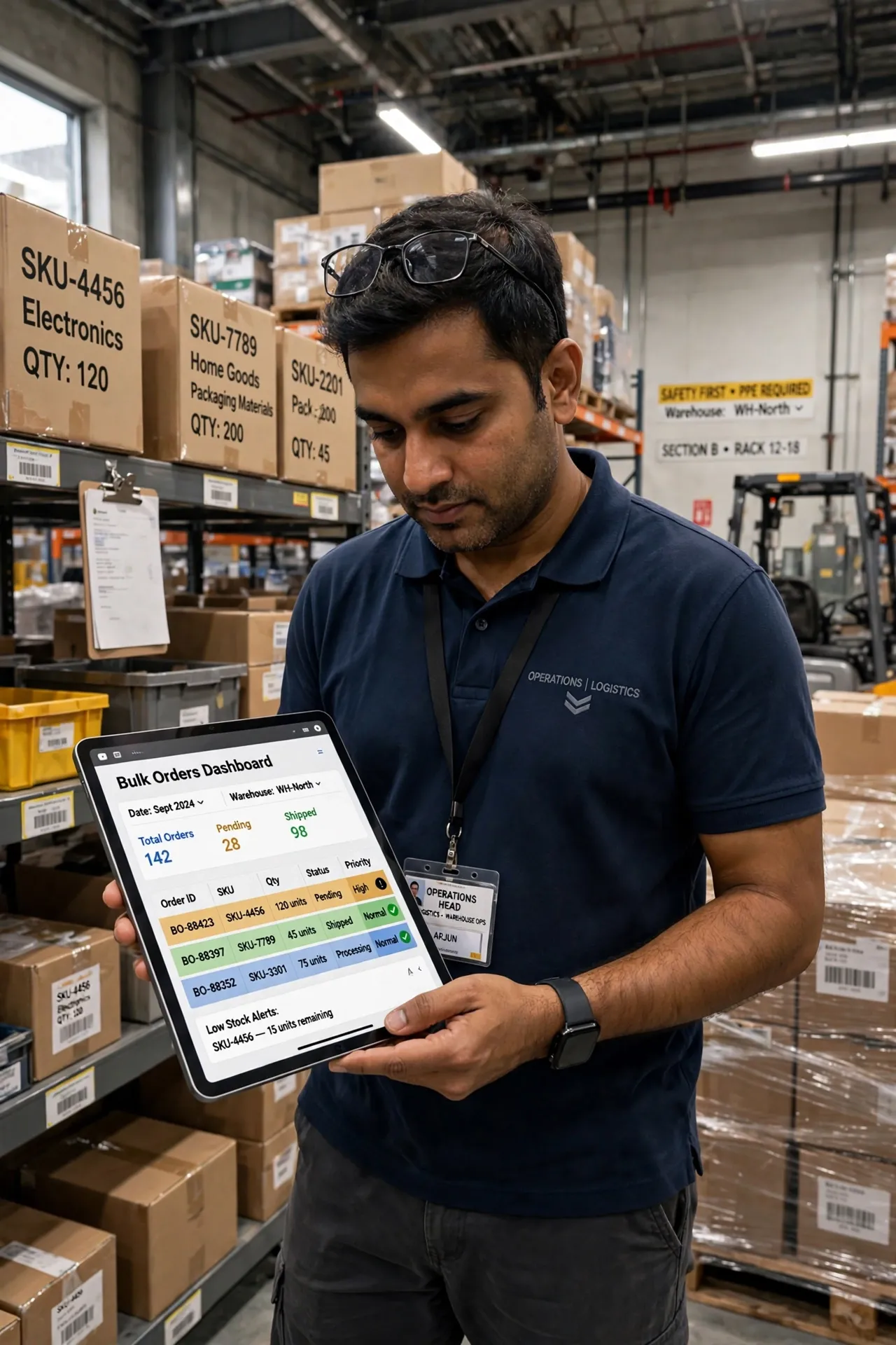 B2B warehouse operations with bulk orders dashboard